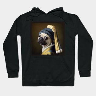 Pug with pearl earring Hoodie